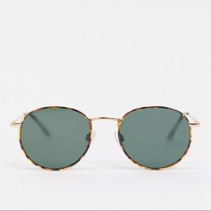 ASOS metal round sunglasses, thin tortoise shell frames with G15 lens NWT
